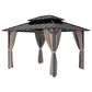 HOMLUX 10" x 12" Patio Hardtop Gazebo with Steel Posts in Khaki, , large