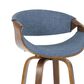 LumiSource Curvini 30" Swivel Barstool with Blue Upholstery in Walnut and Chrome (Set of 2), , large