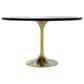 Leisuremod LeisureMod Verve Collection 48 Round Dining Table, Brushed Gold Base with Black MDF Top, , large