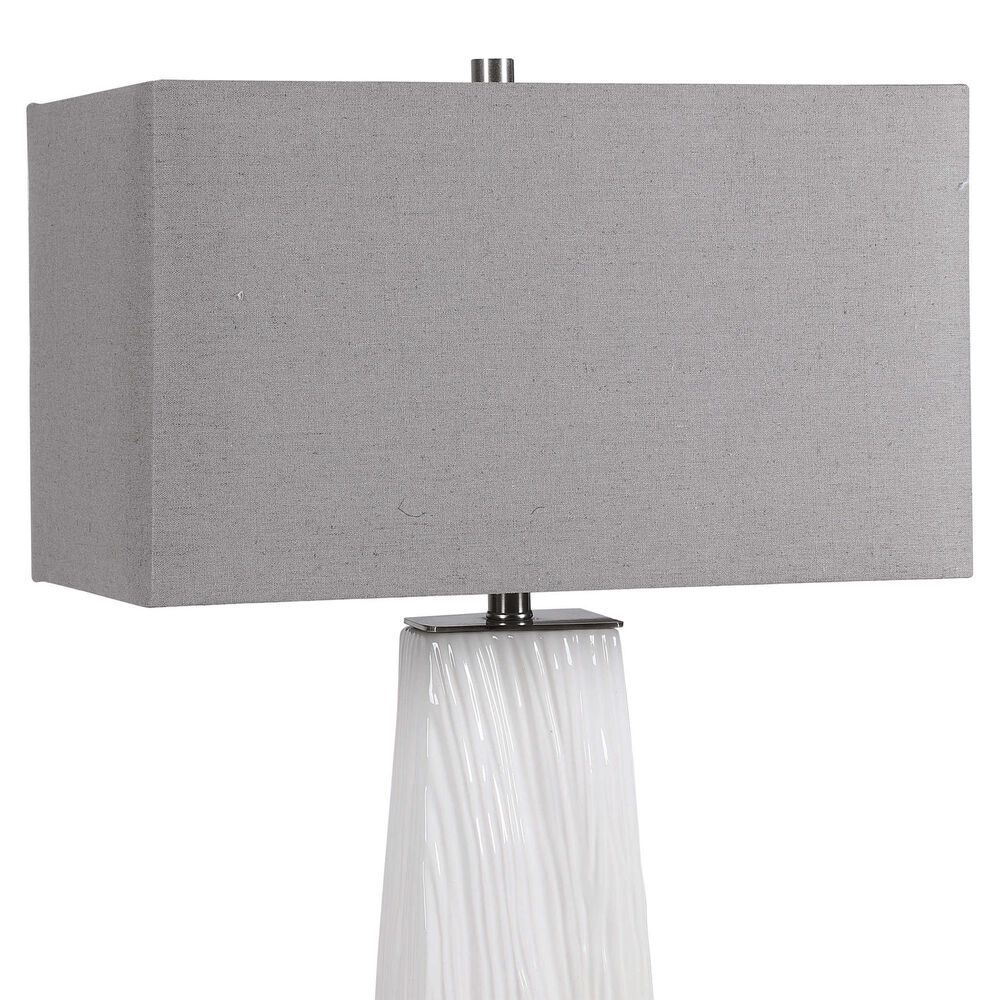 Uttermost Sycamore Table Lamp in White and Brushed Nickel, , large