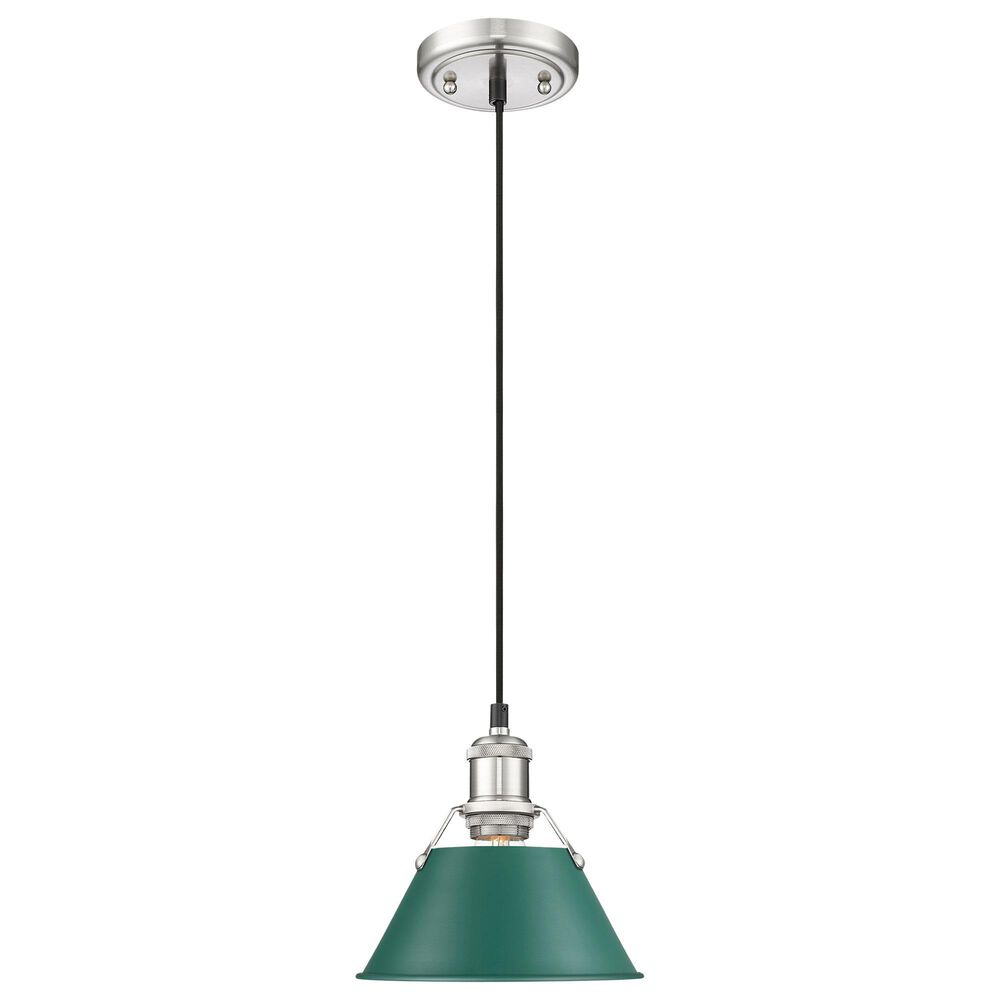 Golden Lighting Orwell 1-Light Small Pendant with Pine Green Shade in Pewter, , large