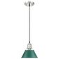 Golden Lighting Orwell 1-Light Small Pendant with Pine Green Shade in Pewter, , large