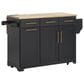 HOMLUX 59.3"" Kitchen Island with Trash Can Storage in Black and Natural, , large