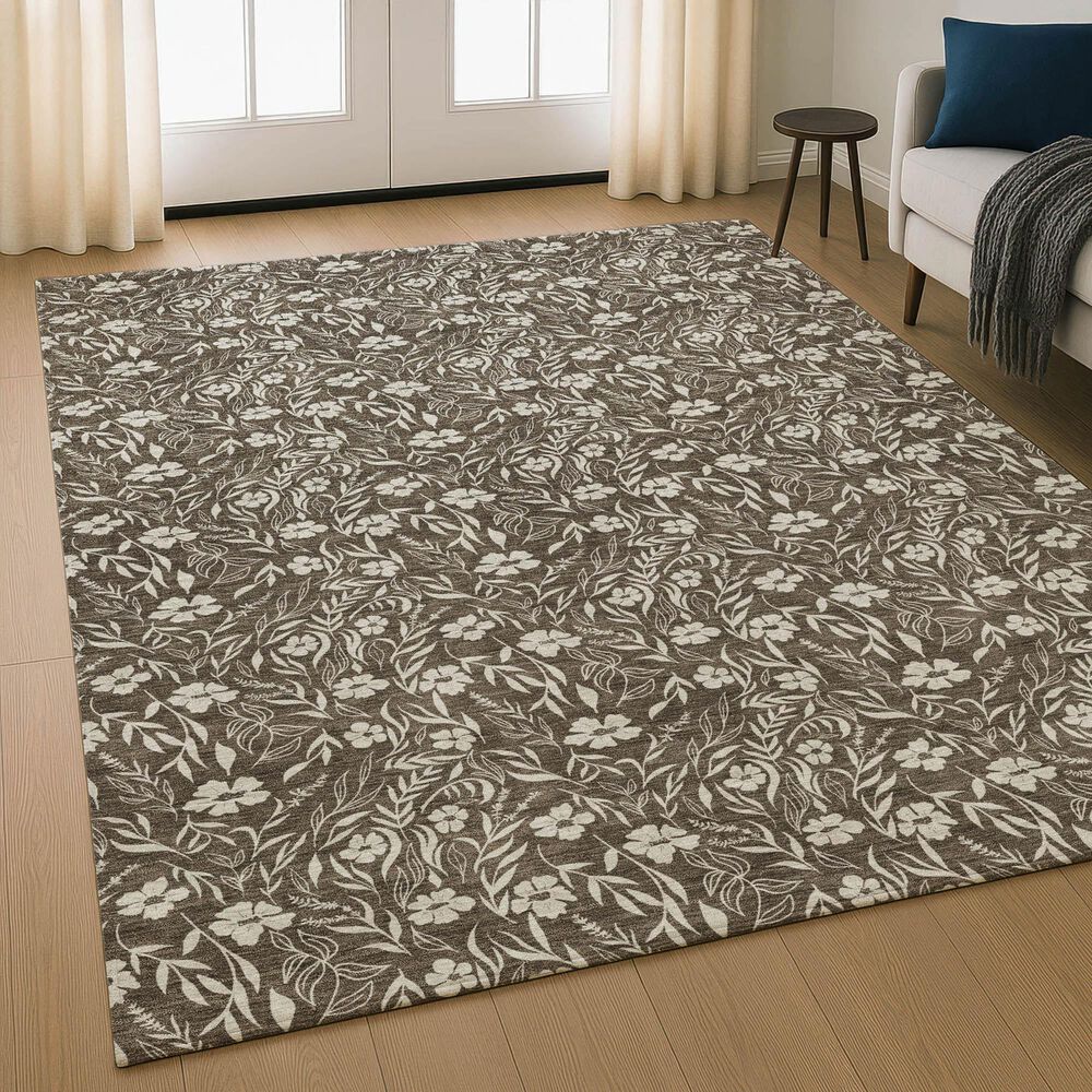 Dalyn Rug Company Soft Essentials Floral Chocolate 5' x 7'6" Indoor/Outdoor Area Rug, , large