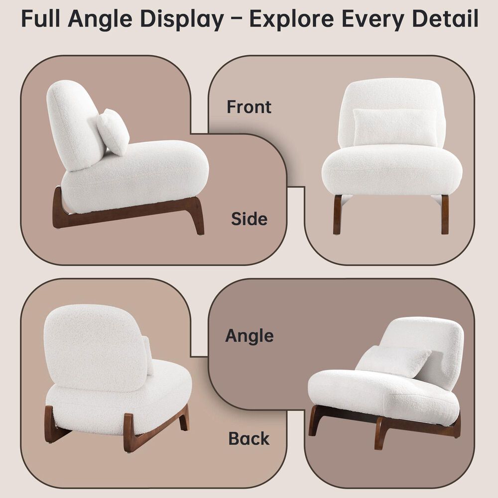 Morden Fort Cloud Boucle Armless Chair in White (Set of 2), , large