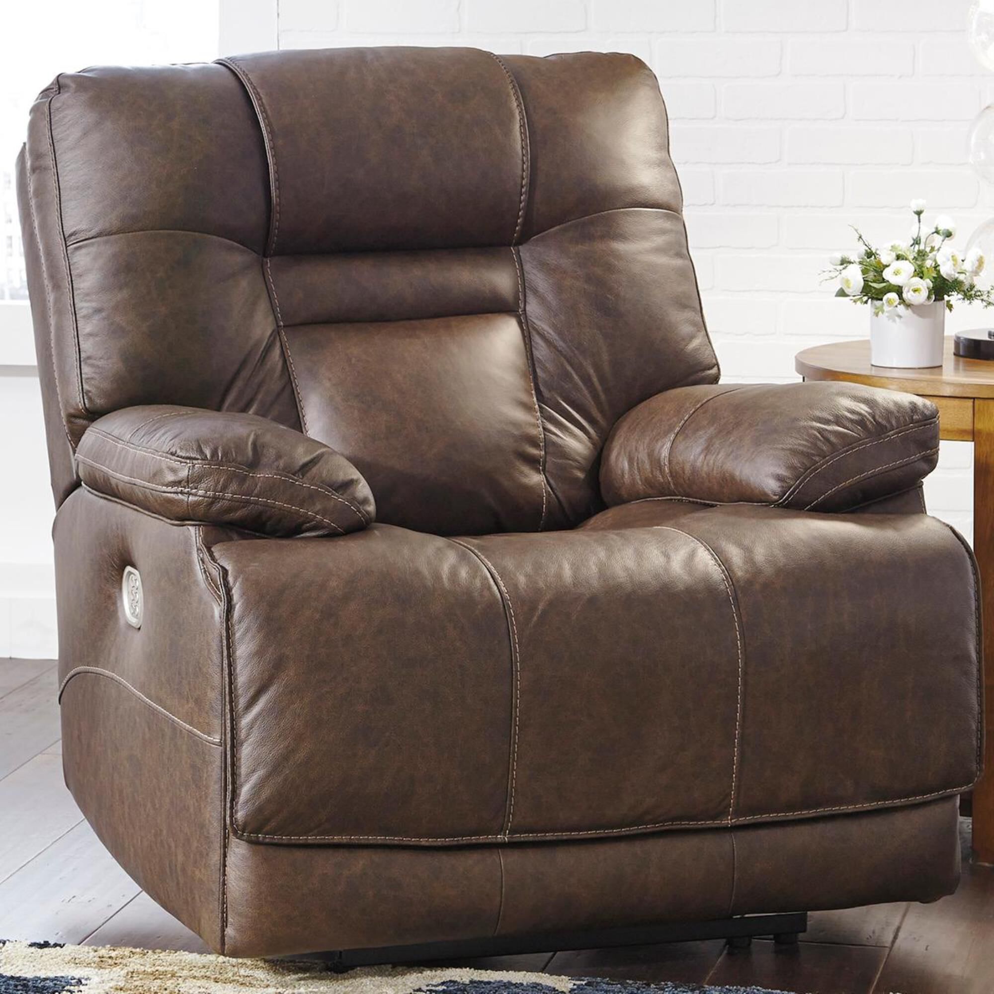 Signature Design by Ashley Wurstrow Power Recliner with Adjustable Headrest in Umber NFM