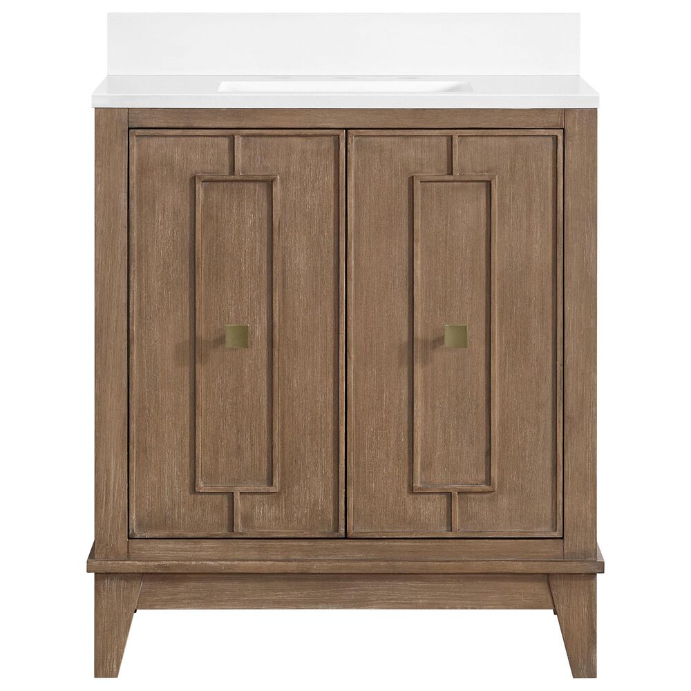 37B Kinsale 30" Single Bathroom Vanity Cabinet in Walnut Drift with White Composite Stone Top and Backsplash, , large