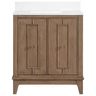 37B Kinsale 30" Single Bathroom Vanity Cabinet in Walnut Drift with White Composite Stone Top and Backsplash, , large