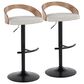 LumiSource Grotto Swivel Barstool with Oat Fabric Upholstery in Black and Whitewashed (Set of 2), , large