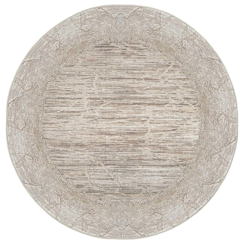 Radici USA Davide Abstract 5"3" Round Beige Area Rug, , large