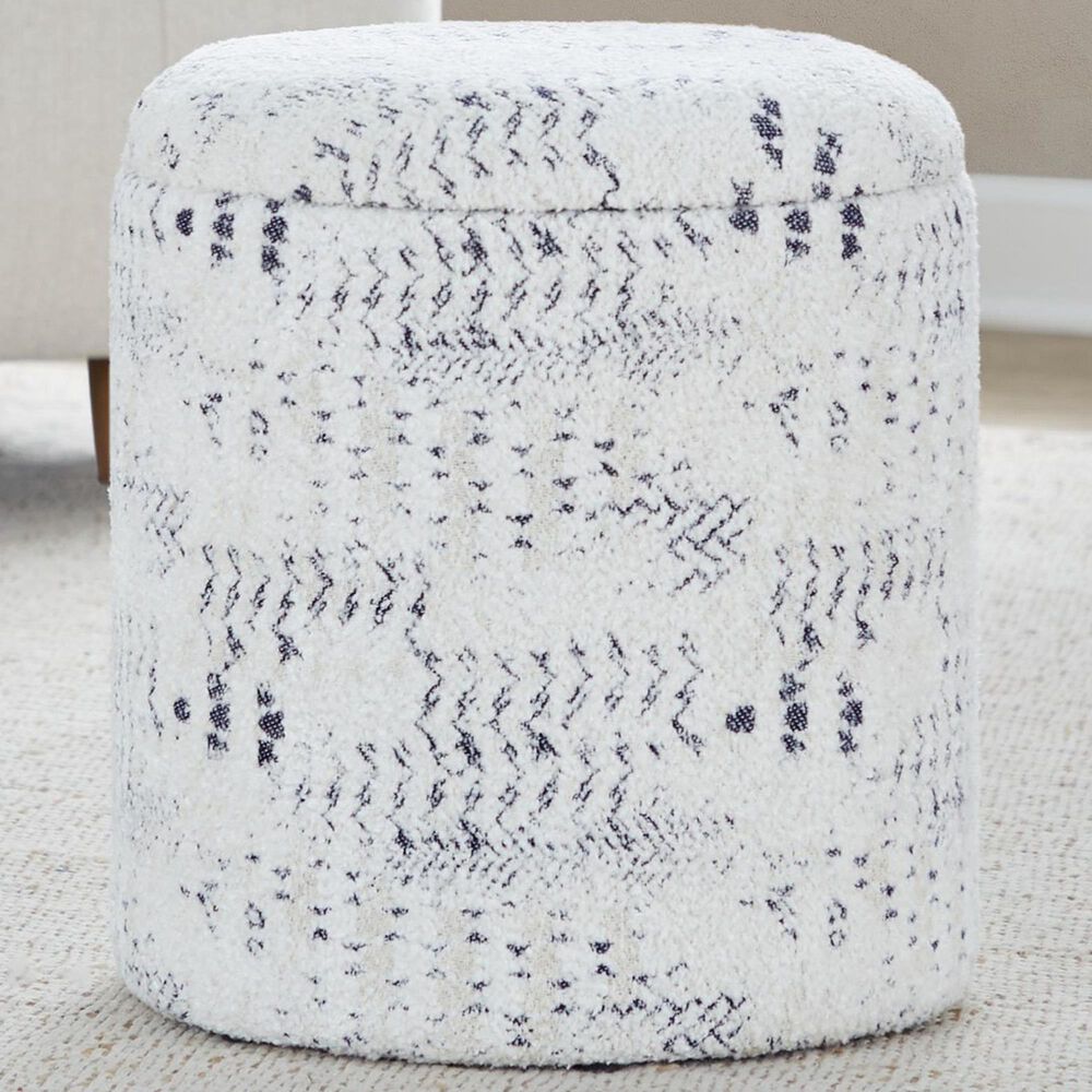 LumiSource Tahoe 18" Aztec Storage Ottoman in Ivory, , large