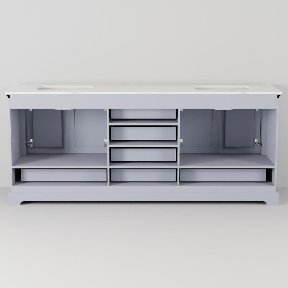 Lexora Home Dukes 80" Double Bathroom Vanity in Dark grey with 2 cm White Quartz Top and Rectangular Sinks, , large