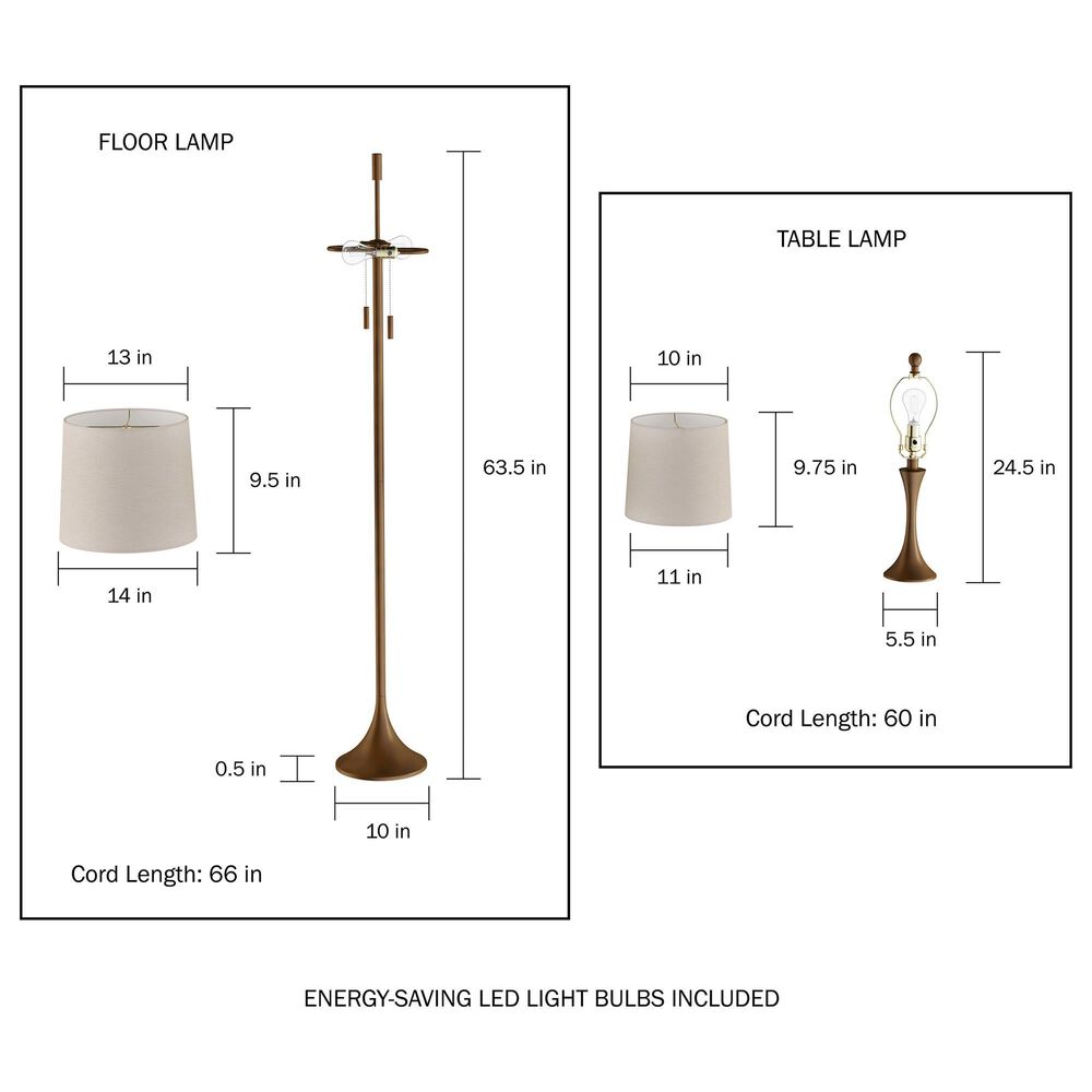 Timberlake Mid-Century Modern 3-Piece Floor and Table Lamp Set in Bronze, , large