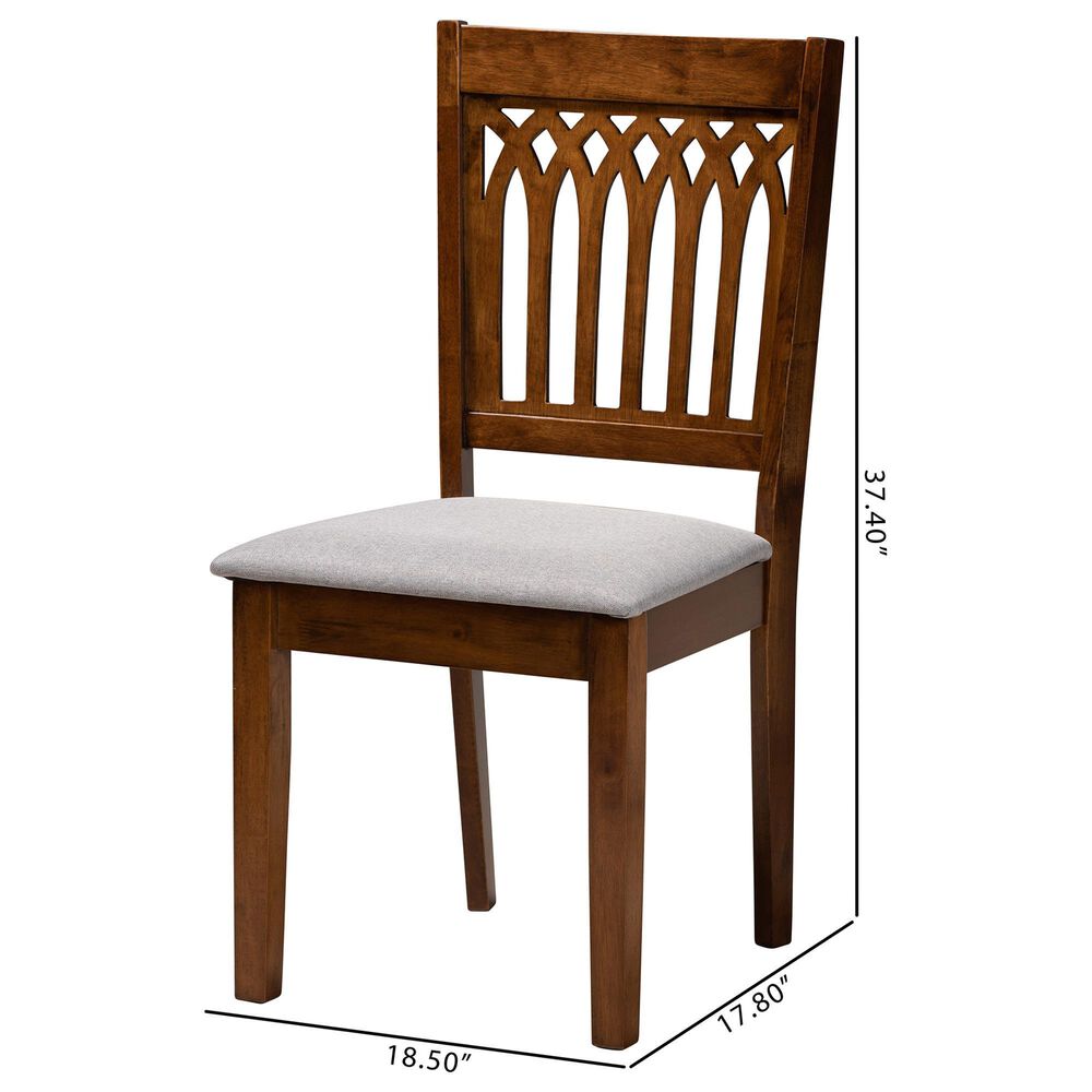 Baxton Studio Genesis Side Chair with Grey Cushion in Walnut Brown (Set of 2), , large