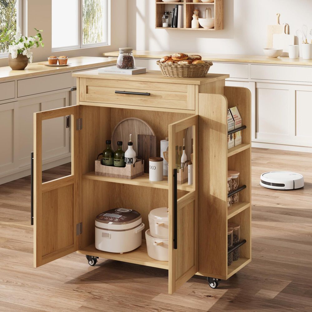 GARVEE Kitchen Island Cart with Storage in Natural, , large