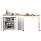 HOMLUX 74.8" Kitchen Island with Extendable Dining Table in White and Natural, , large