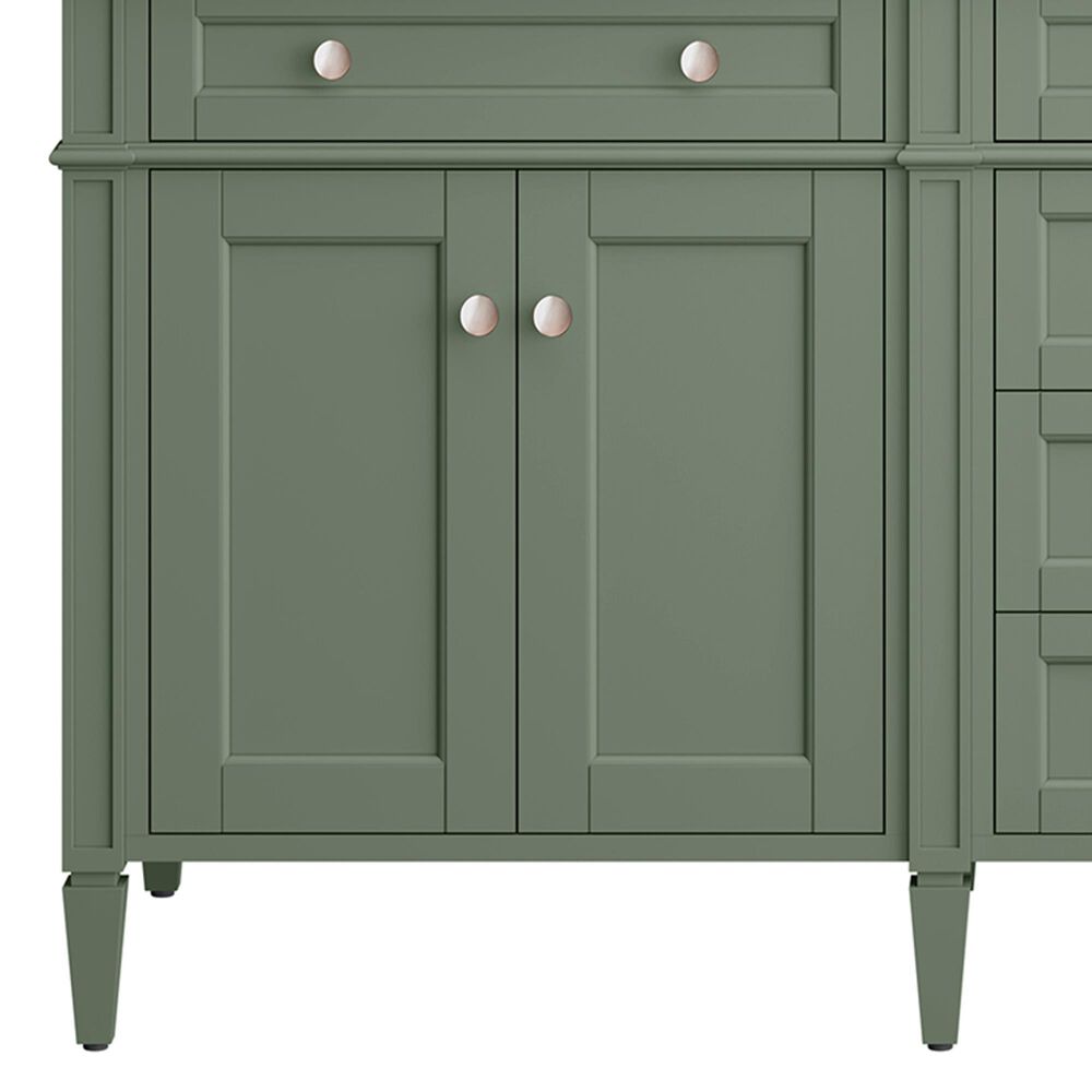 James Martin Vanities Brittany 72&quot; Double Bathroom Vanity in Smokey Celadon with Single Hole 3 cm White Zeus Quartz Top and Rectangular Sinks, , large