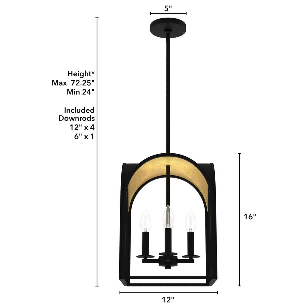 Hunter Dukestown 12&quot; 4-Light Lantern Pendant in Natural Iron and Gold Leaf, , large
