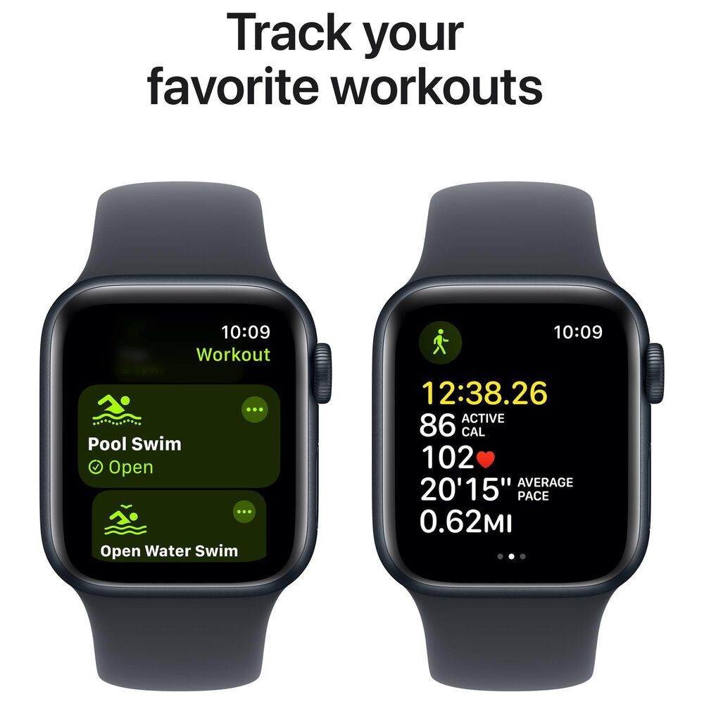 Apple Watch SE GPS 40mm Midnight Aluminum Case with Midnight Sport Band - M/L, , large
