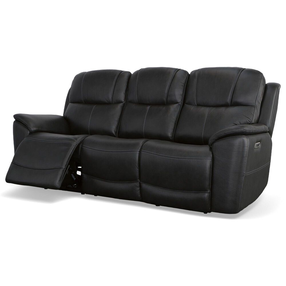 Flexsteel Crew 3-Piece Power Reclining Living Room Set in Raven Black, , large