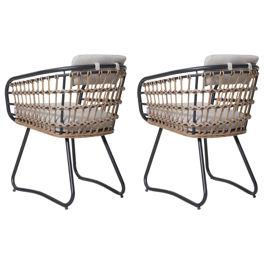 Hearth and Haven Outdoor Wicker Dining Chair with Adjustable Legs in Beige (Set of 2), , large
