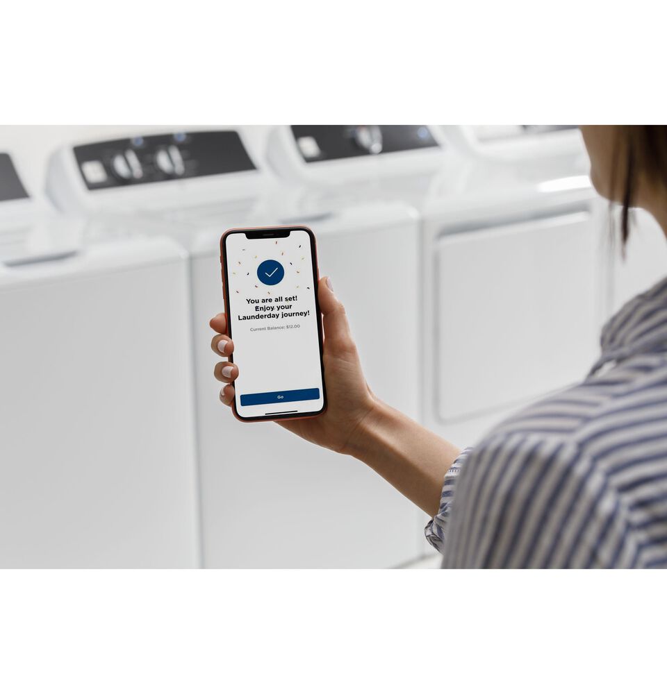 GE Appliances 4.2 Cu. Ft. Top Load Washer with Built-In App-Based Payment System in White, , large