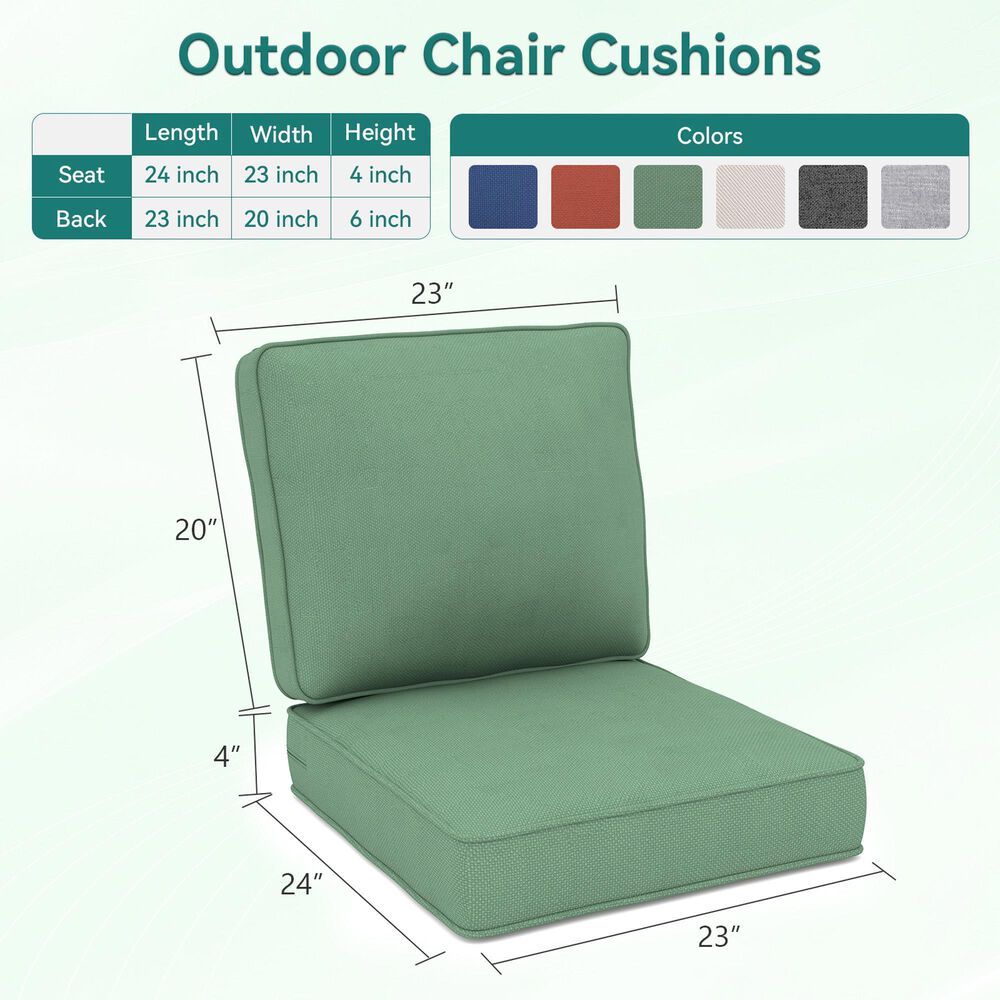 Sunwell Garden 4" Thick Outdoor Seat and Back Cushion Set in Green, , large