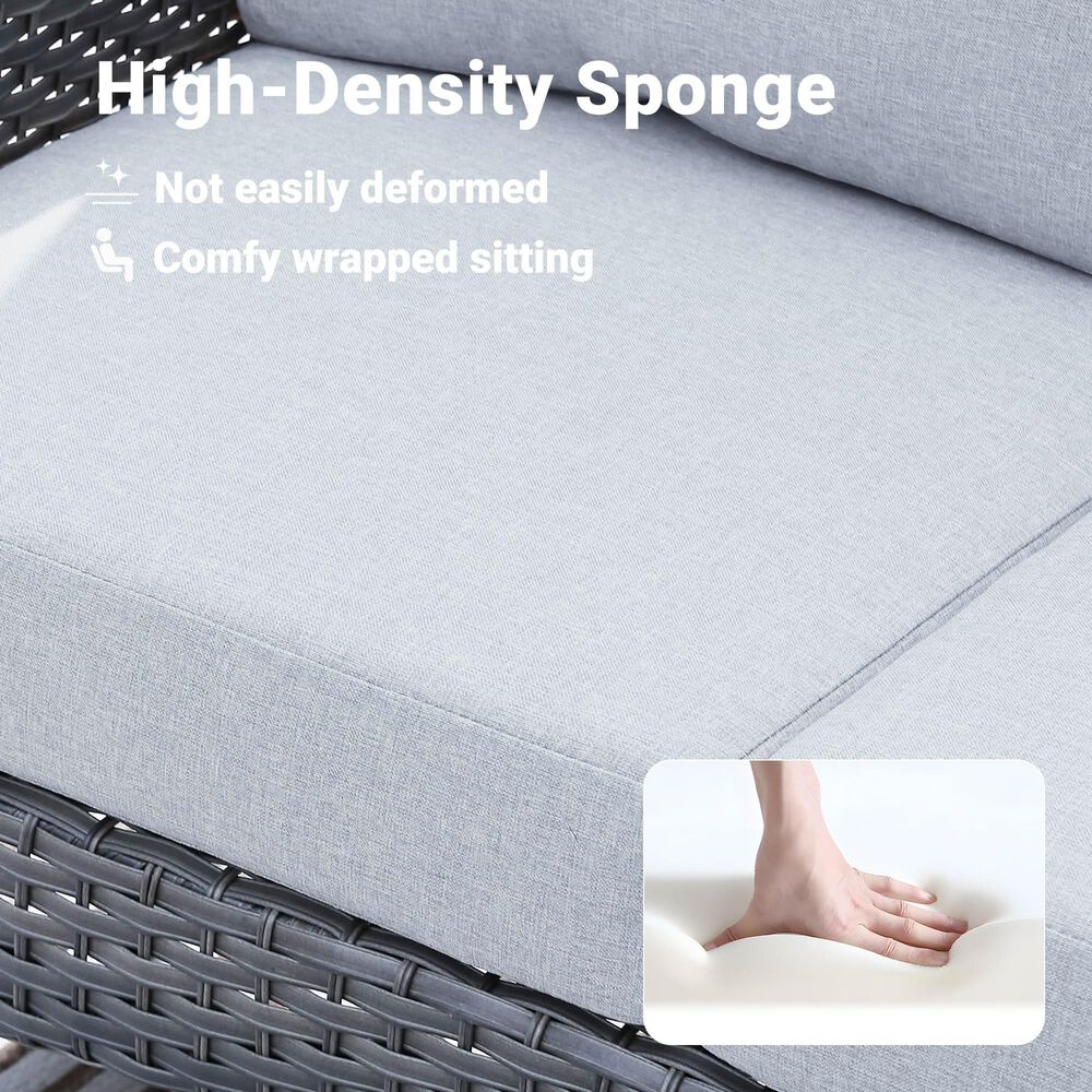 HOMLUX 4-Piece Patio Conversation Set with Grey Wicker in Gray, , large