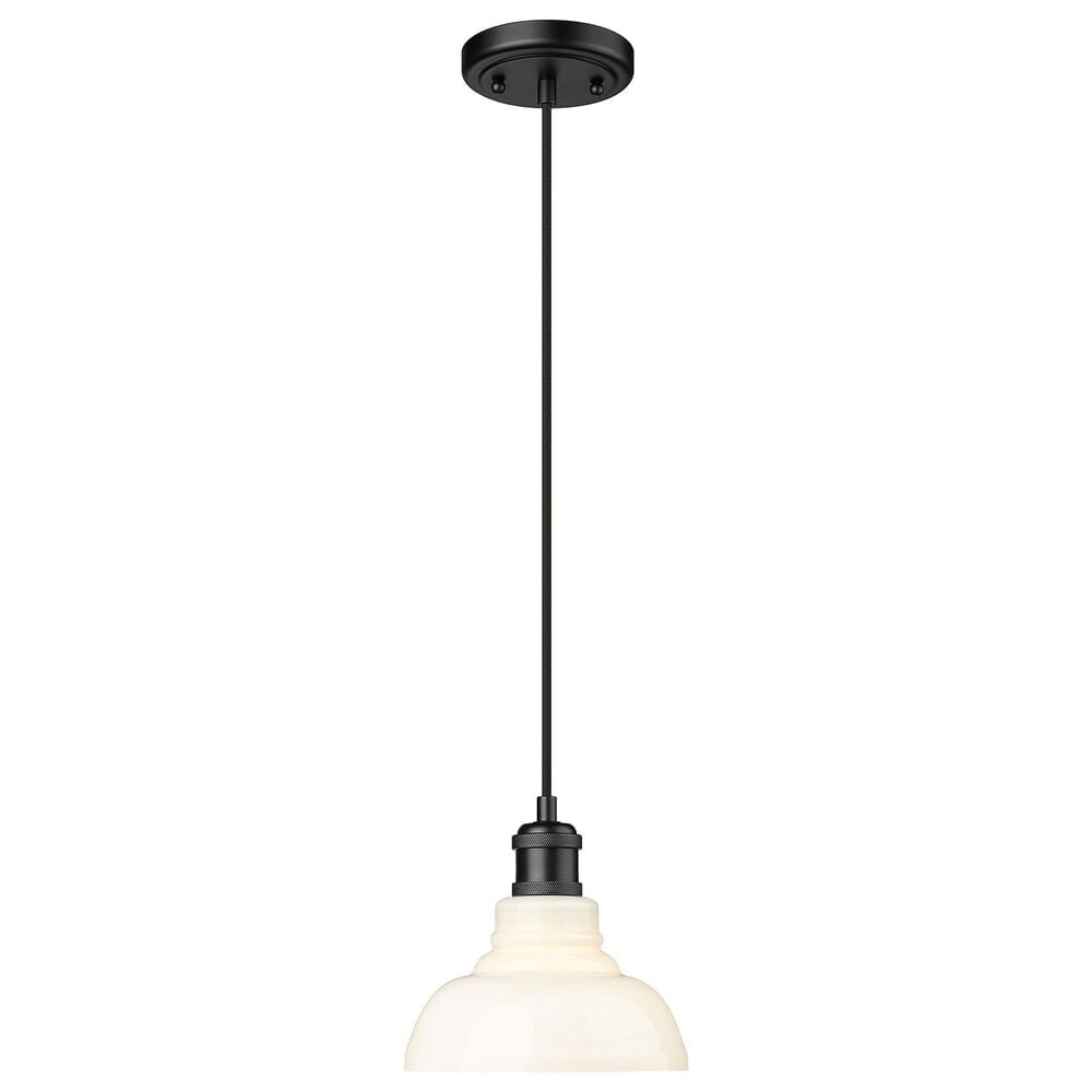 Golden Lighting Carver 1-Light Pendant with Vintage Milk Shade in Matte Black, , large