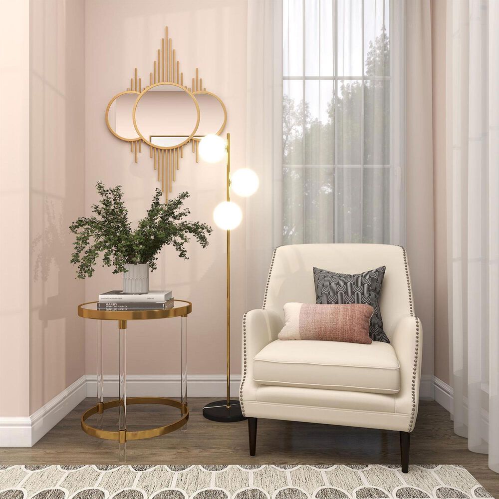 Maple and Jade Metal Geometric Wall Mirror in Gold, , large