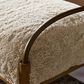 Four Hands Demi Accent Bench in Beige Shearling, , large