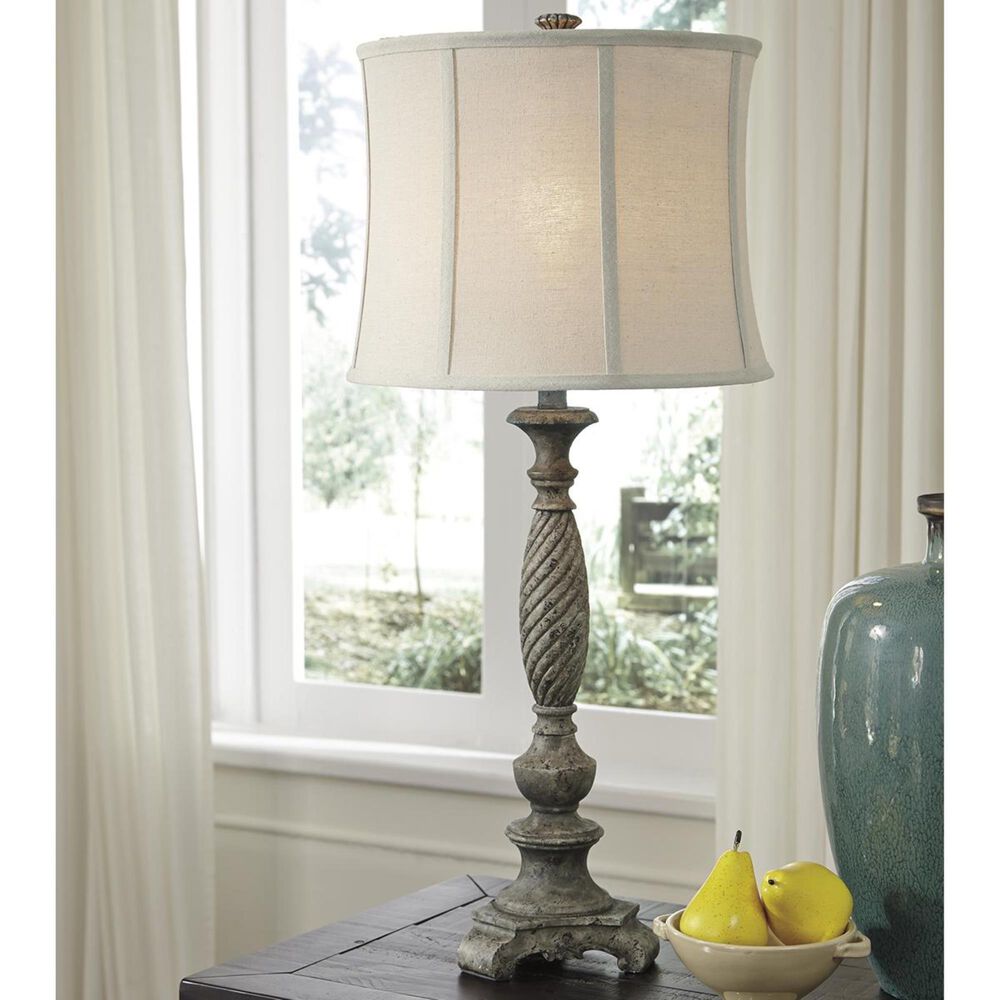 Signature Design by Ashley Alinae Poly Table Lamp in Antique Gray, , large