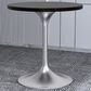 Leisuremod LeisureMod Verve Collection 27 Round Dining Table, Brushed Chrome Base with Black MDF Top, , large