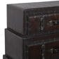 Maple and Jade 3-Drawer Vintage Faux Leather Room Chest with Buckles and Straps Details in Brown, , large