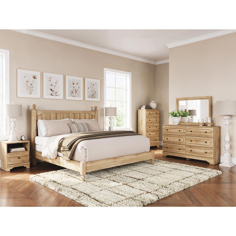 Ashley Aleaport King Panel Bed in Warm Brown, , large