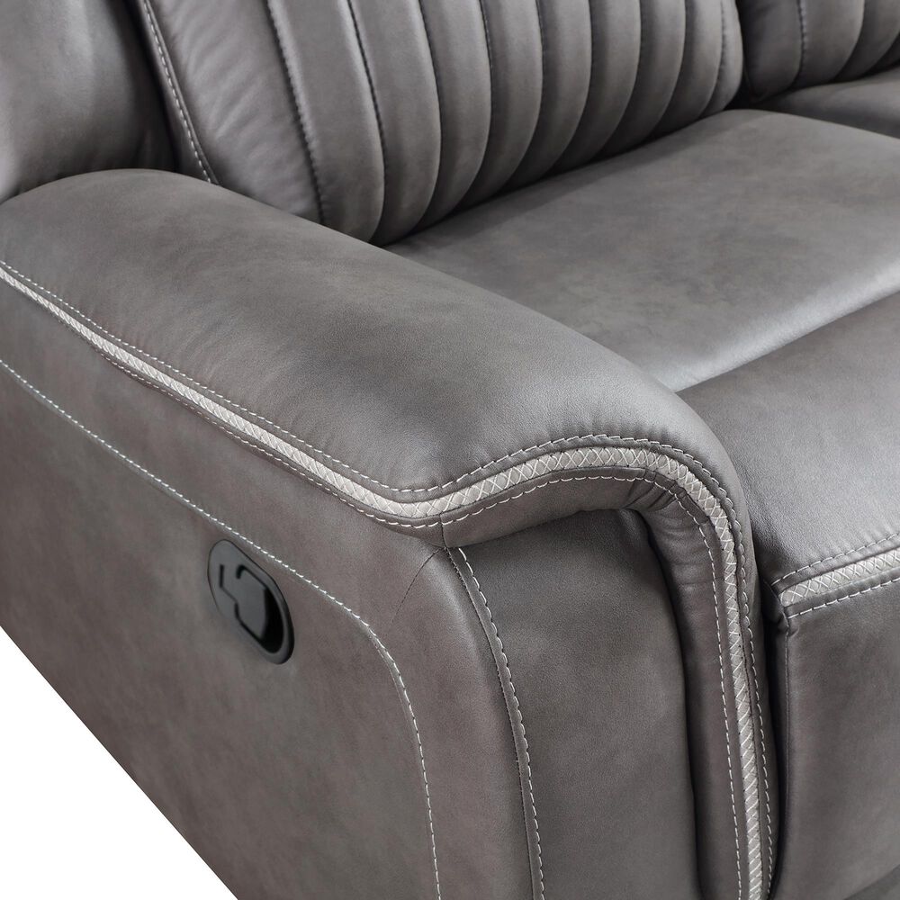 New Heritage Design Enzo Manual Reclining Loveseat in Gray, , large