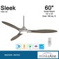 Minka-Aire Sleek 60" Smart Ceiling Fan with LED Light in Brushed Nickel, , large