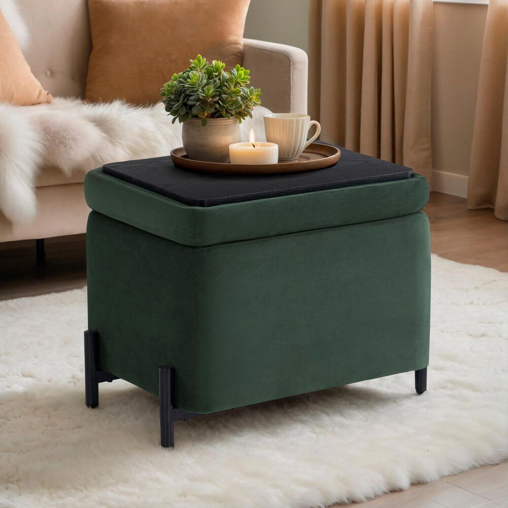 Lifestyle Solutions Kona Small Storage Ottoman in Green, , large