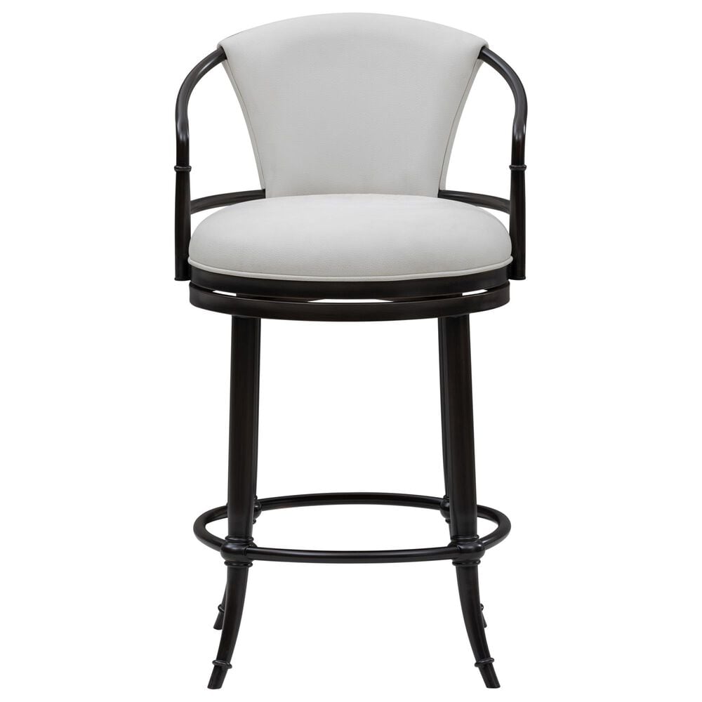Armen Living Otis Counter Height Stool with Ivory Upholstery in Dark Brown, , large