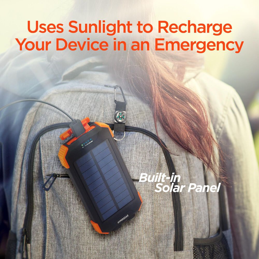 Hypercel Solar 10000 mAh Wireless Power Bank in Black, , large
