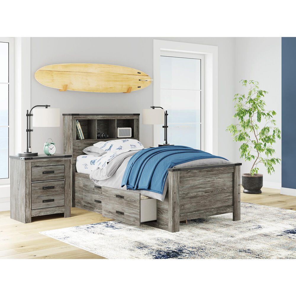 Ashley Frandern 5-Piece Twin Storage Bedroom Set in Rustic Warm Gray, , large