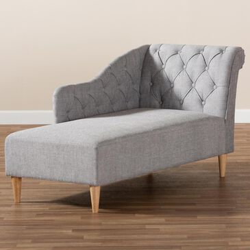 Baxton Studio Emeline Chaise Lounge in Gray, , large