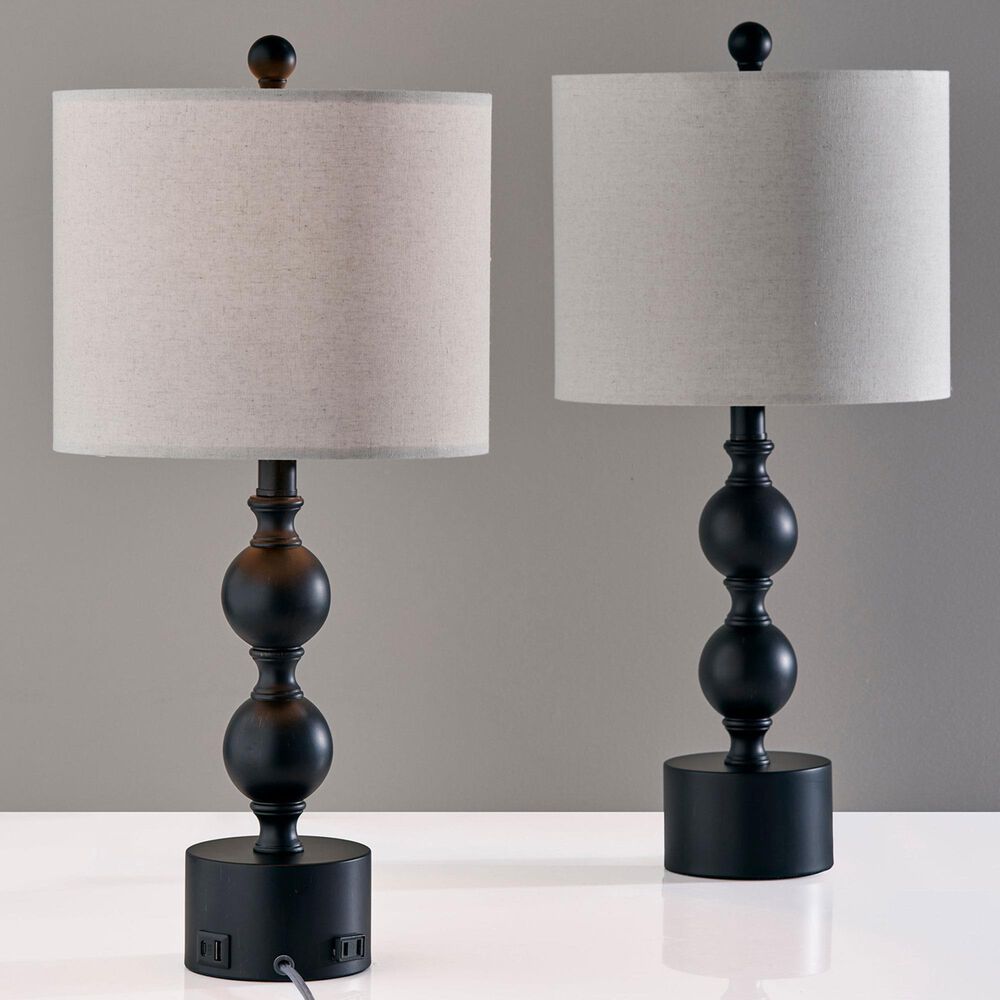 Adesso Julius Table Lamps with USB and AC in Black (Set of 2), , large
