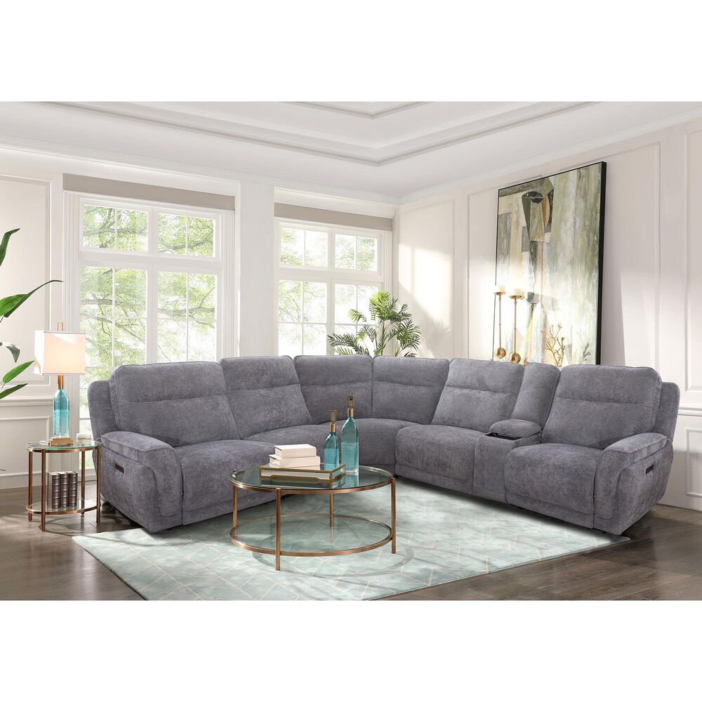 Oxford Furniture Cheers 6-Piece Power Reclining Sectional in Milan Fog, , large