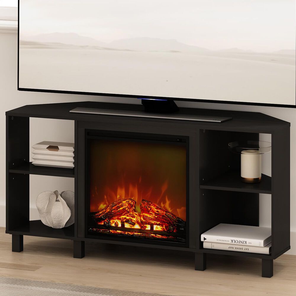 HOMLUX 47" Conner TV Stand with No Heat Electric Fireplace and 4 Open Shelves in Americano, , large