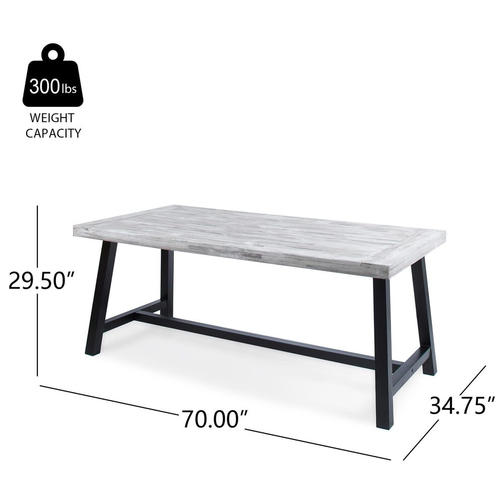 Hearth and Haven Carlie Outdoor Dining Table in Grey and Black - Table Only, , large