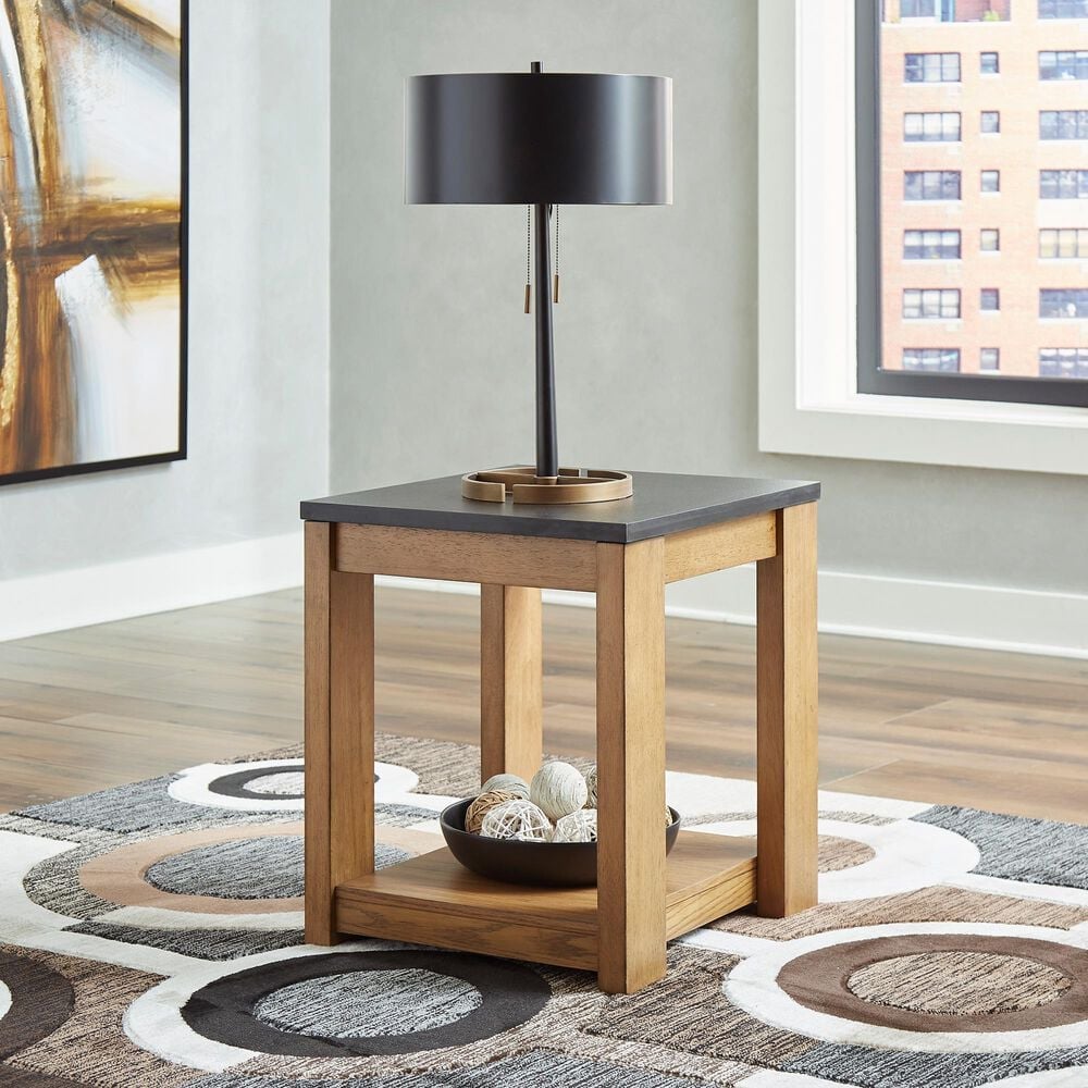 Ashley Quentina End Table in Natural and Black, , large