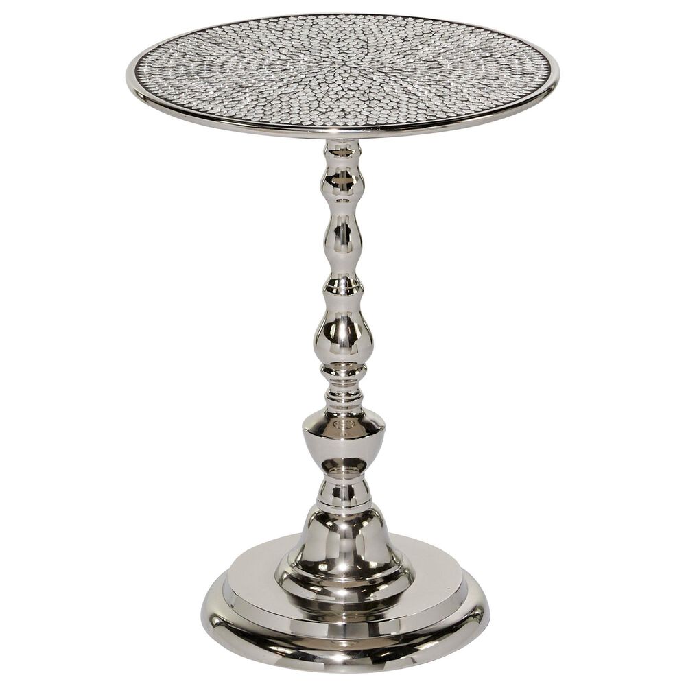 Maple and Jade Pedestal End Table in Silver, , large