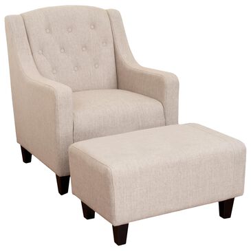 Noble House Elaine Club Chair with Ottoman in Beige, , large