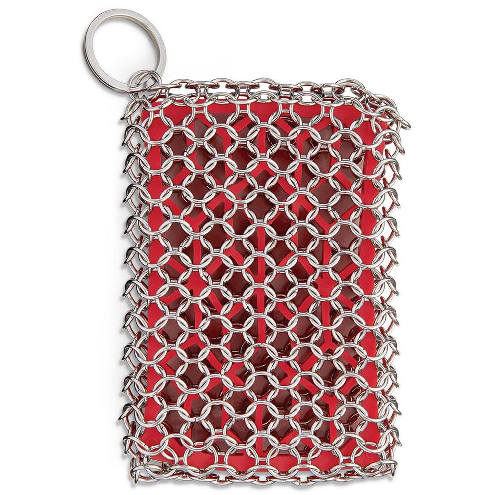 HIC Kitchen Chainmail Cast Iron Scrubber in Red, , large
